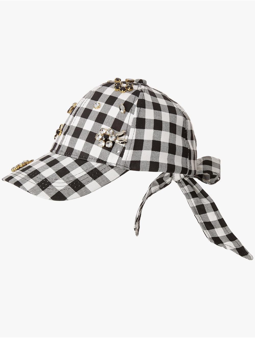 Betsey Johnson Black White Checkered Past Baseball Hat